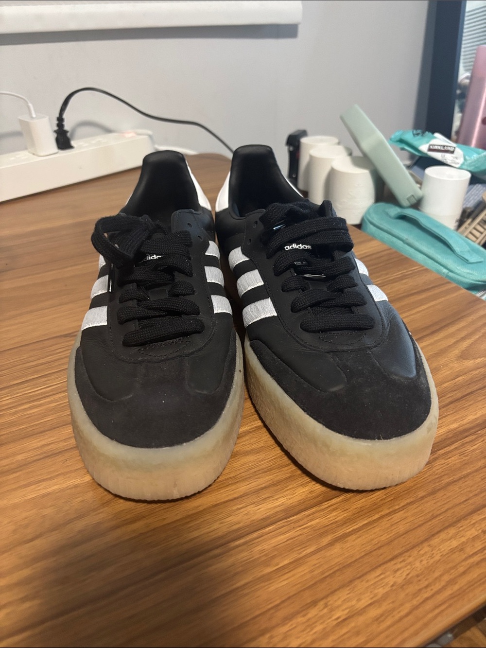 adidas Black & White Platform Suede Sneakers